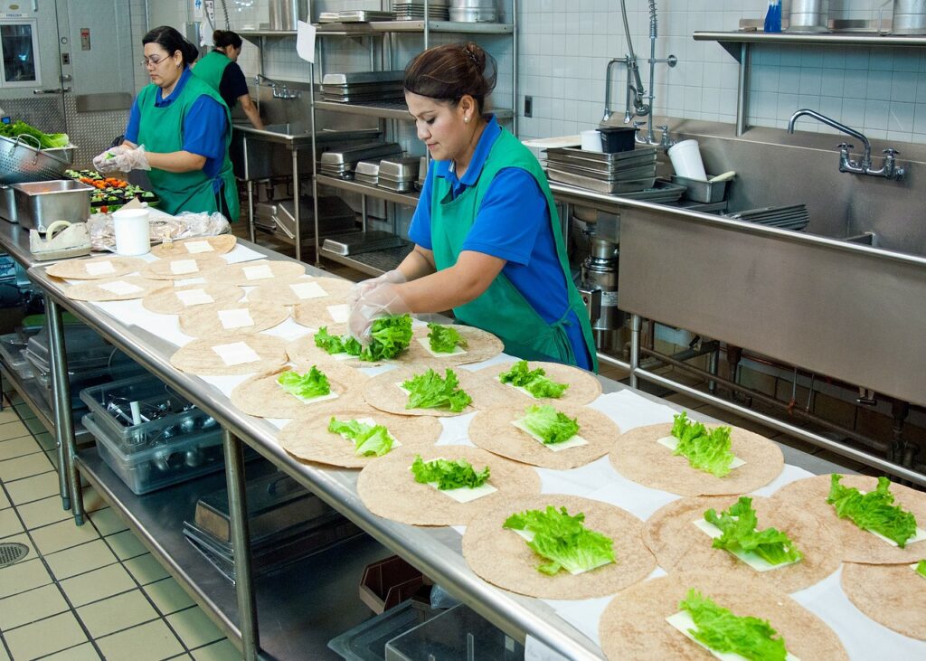 Kitchen Help Worker Preparation Preparing Table